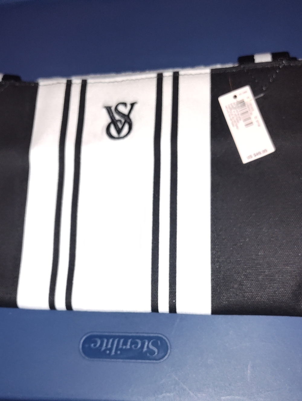 Victoria's Secret Black and White Striped Duffel